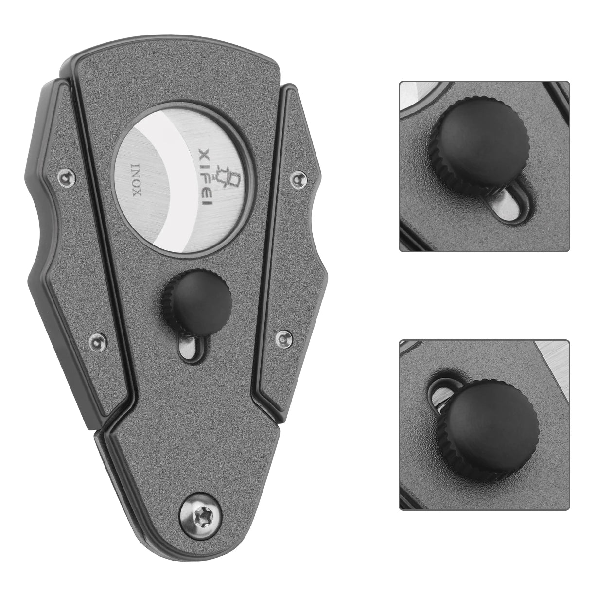 Tactical Pocket Cigar Cutter with Safety Lock & Dual Blades