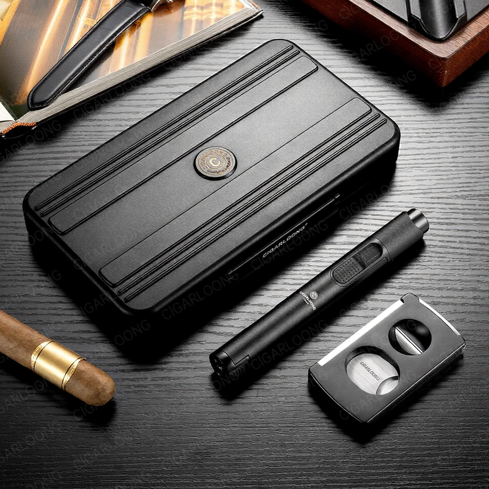 All-in-One Luxury Cigar Accessories Travel Set with Torch & Cutter