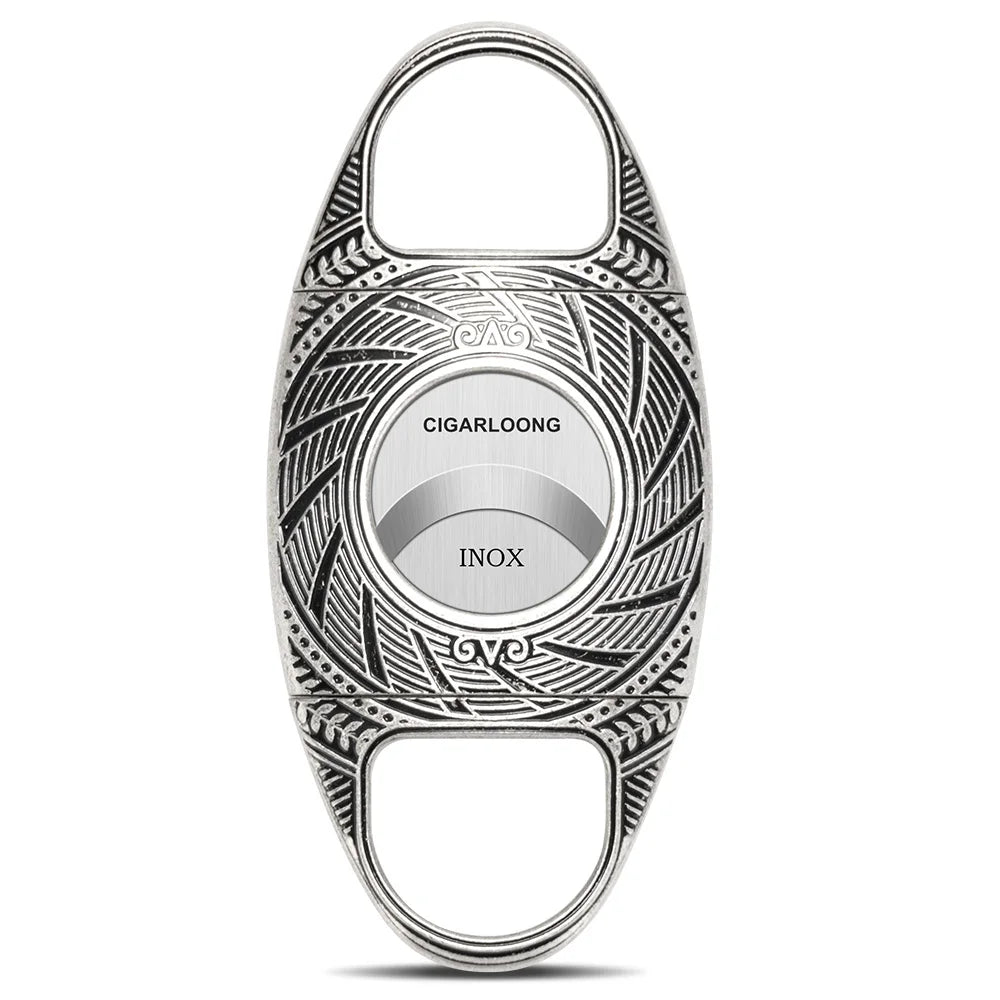 Ornate Double-Blade Guillotine Cigar Cutter in Rigid Steel