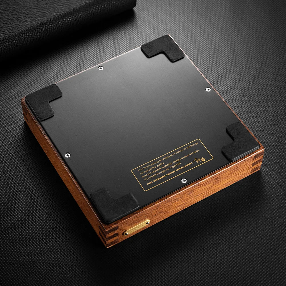 Cendrier multi-cigares de luxe – Aluminium et bois, motif nid d'abeille