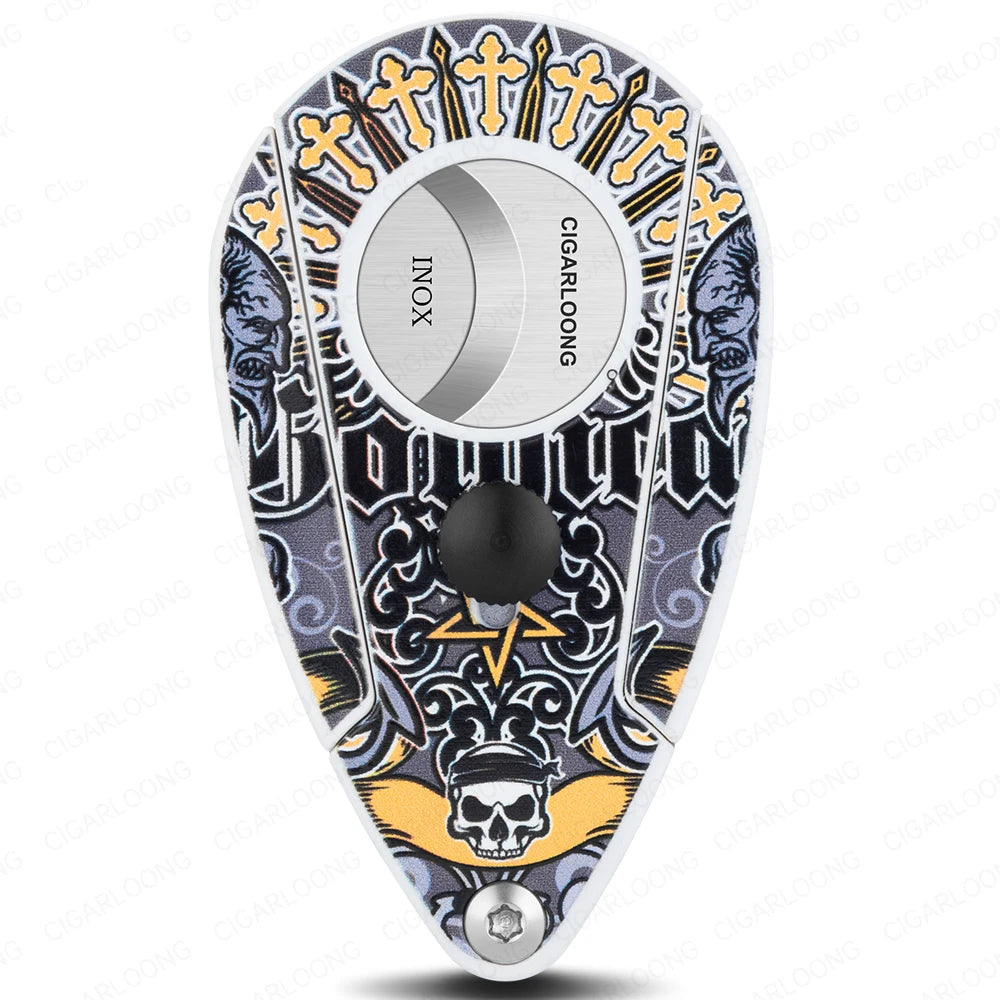 Artistic Guillotine Cigar Cutter with Stainless Steel Blade & Case