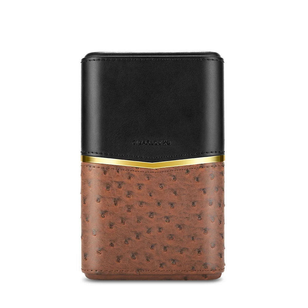 Luxury Cedar-Lined 3-Cigar Travel Case in Exotic Leather