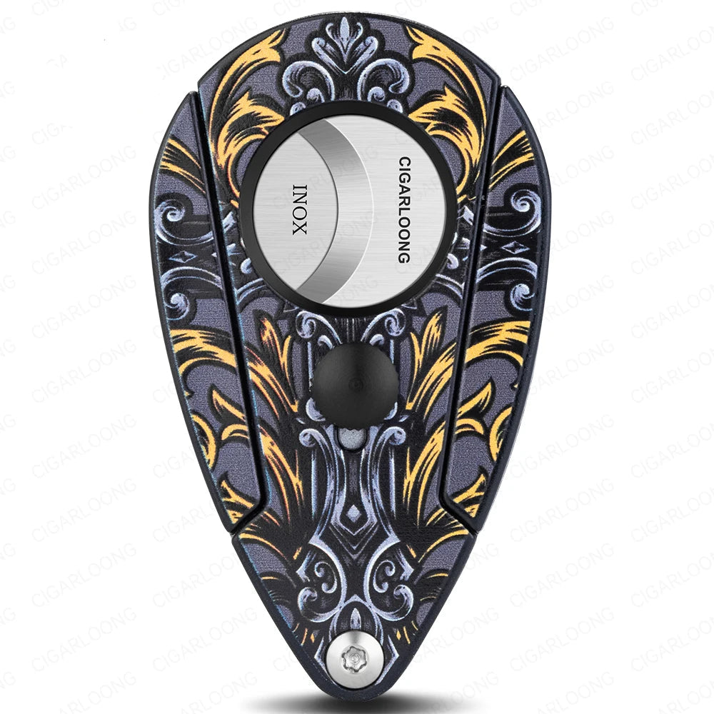 Artistic Guillotine Cigar Cutter with Stainless Steel Blade & Case