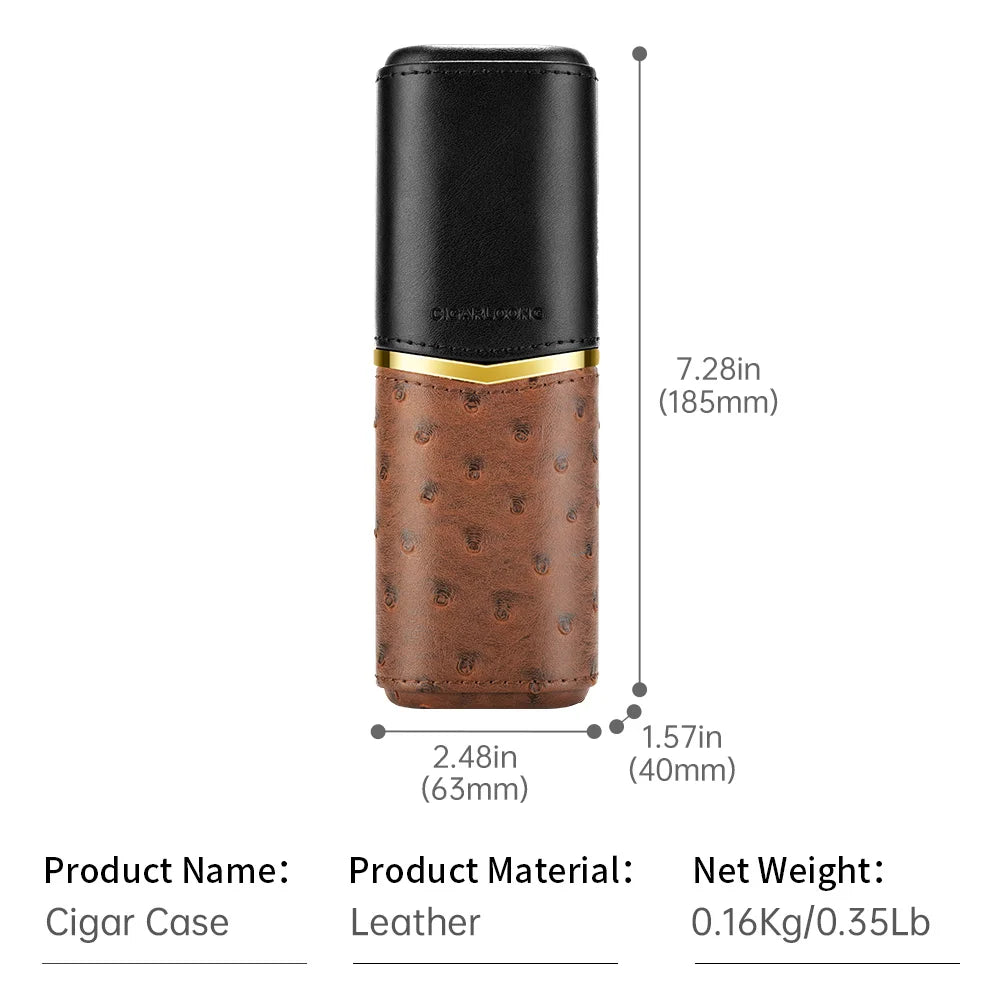 Luxury Cedar-Lined 2-Cigar Travel Case in Exotic Leather