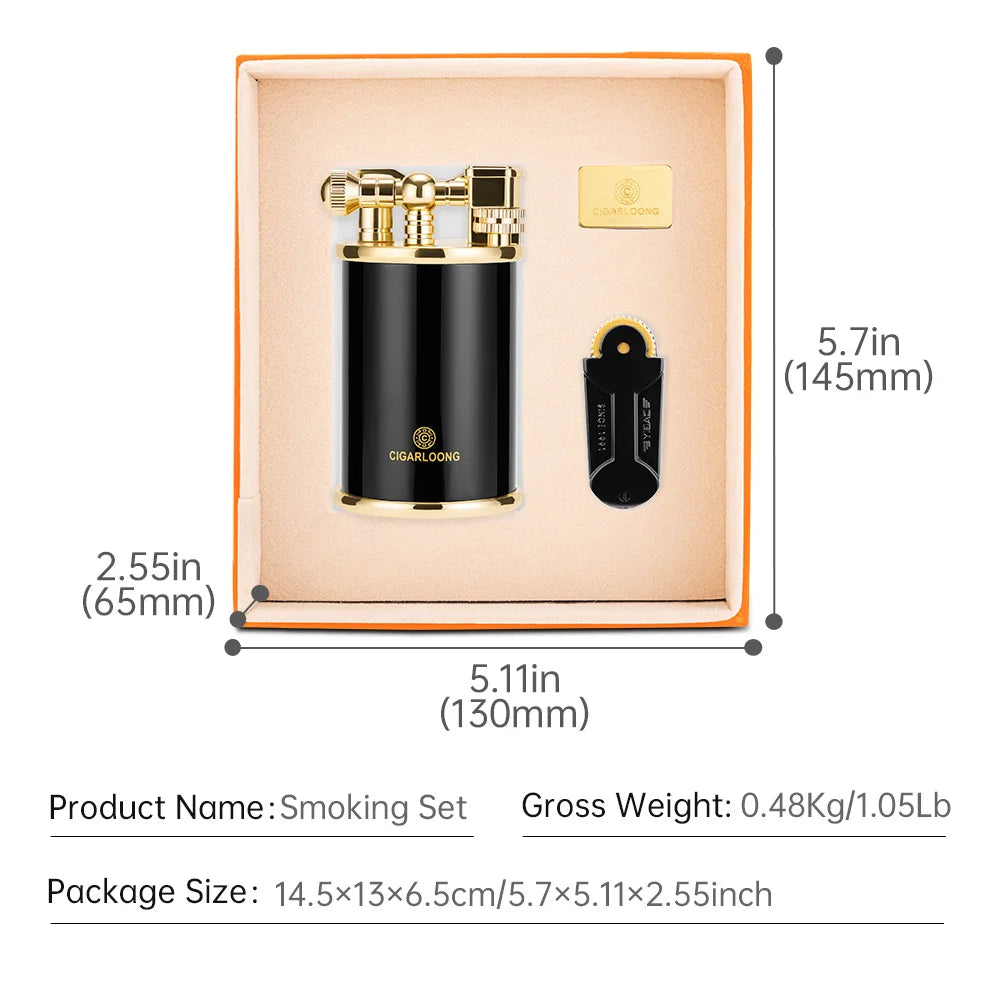 Briquet torche de table haut de gamme avec flamme bleue réglable et coupe-vent