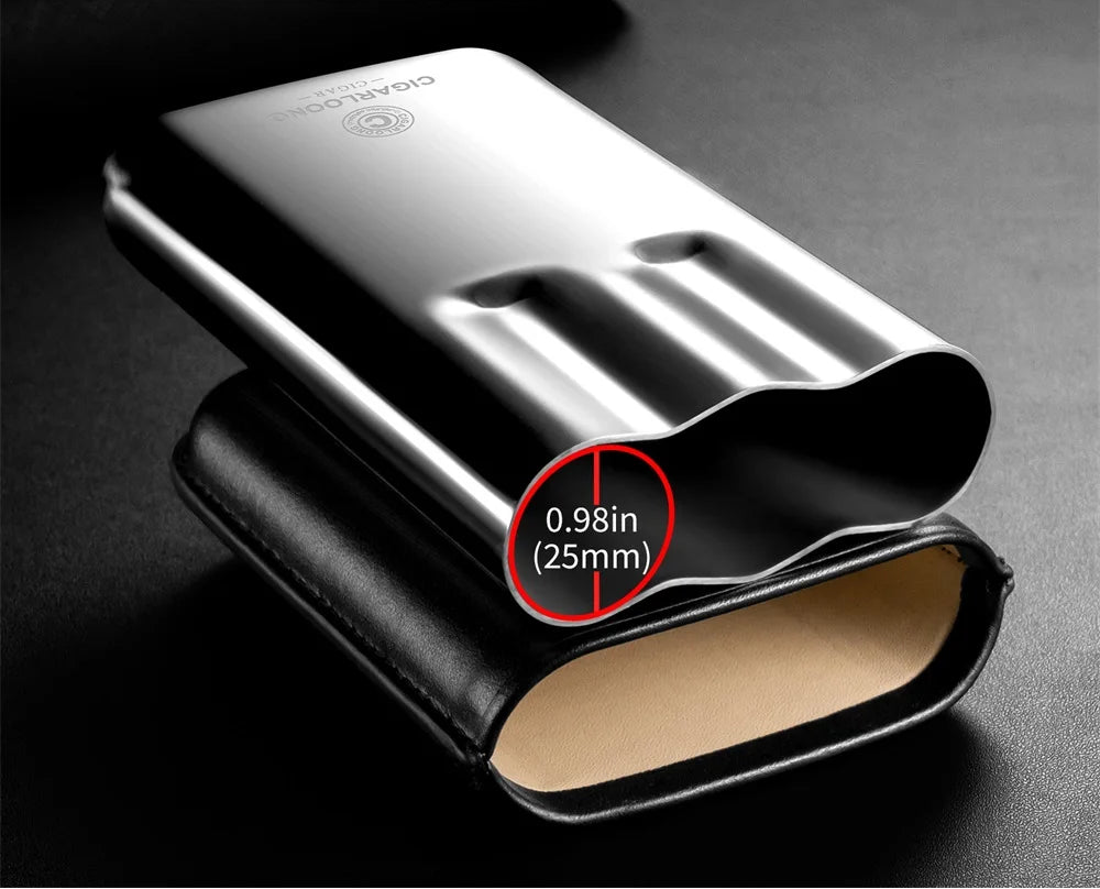 Leather & Steel 3-Cigar Travel Case - Crush-Proof Protection