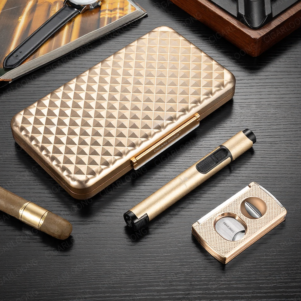 All-in-One Luxury Cigar Accessories Travel Set with Torch & Cutter