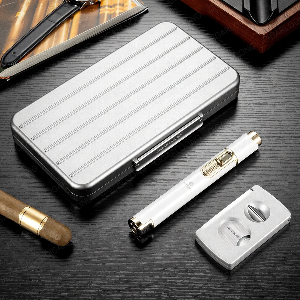 All-in-One Luxury Cigar Accessories Travel Set with Torch & Cutter