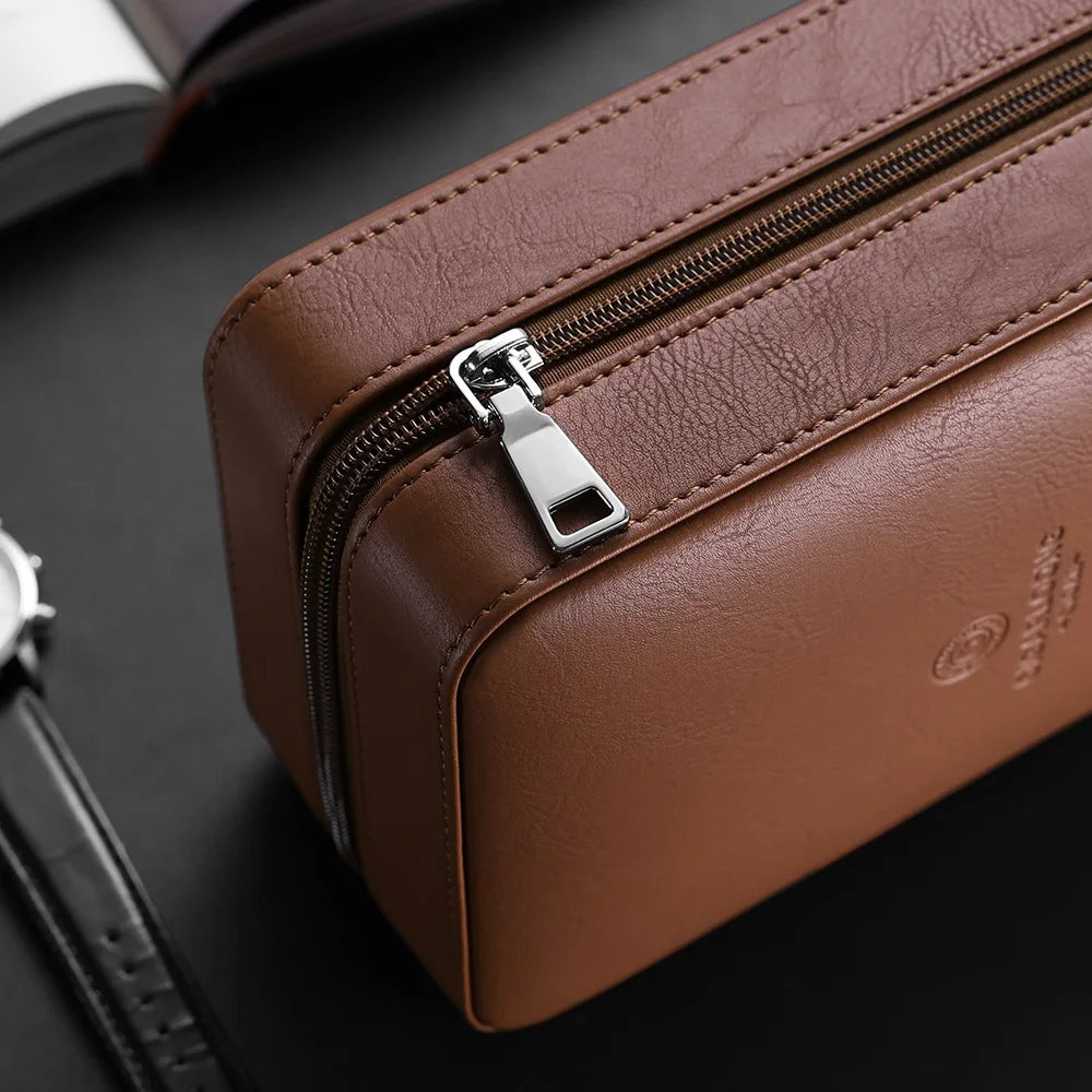 Premium 10-Count Leather Travel Cigar Humidor with Cedar Lining