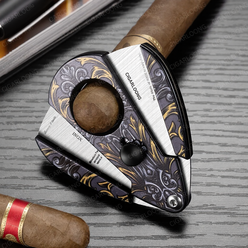 Artistic Guillotine Cigar Cutter with Stainless Steel Blade & Case