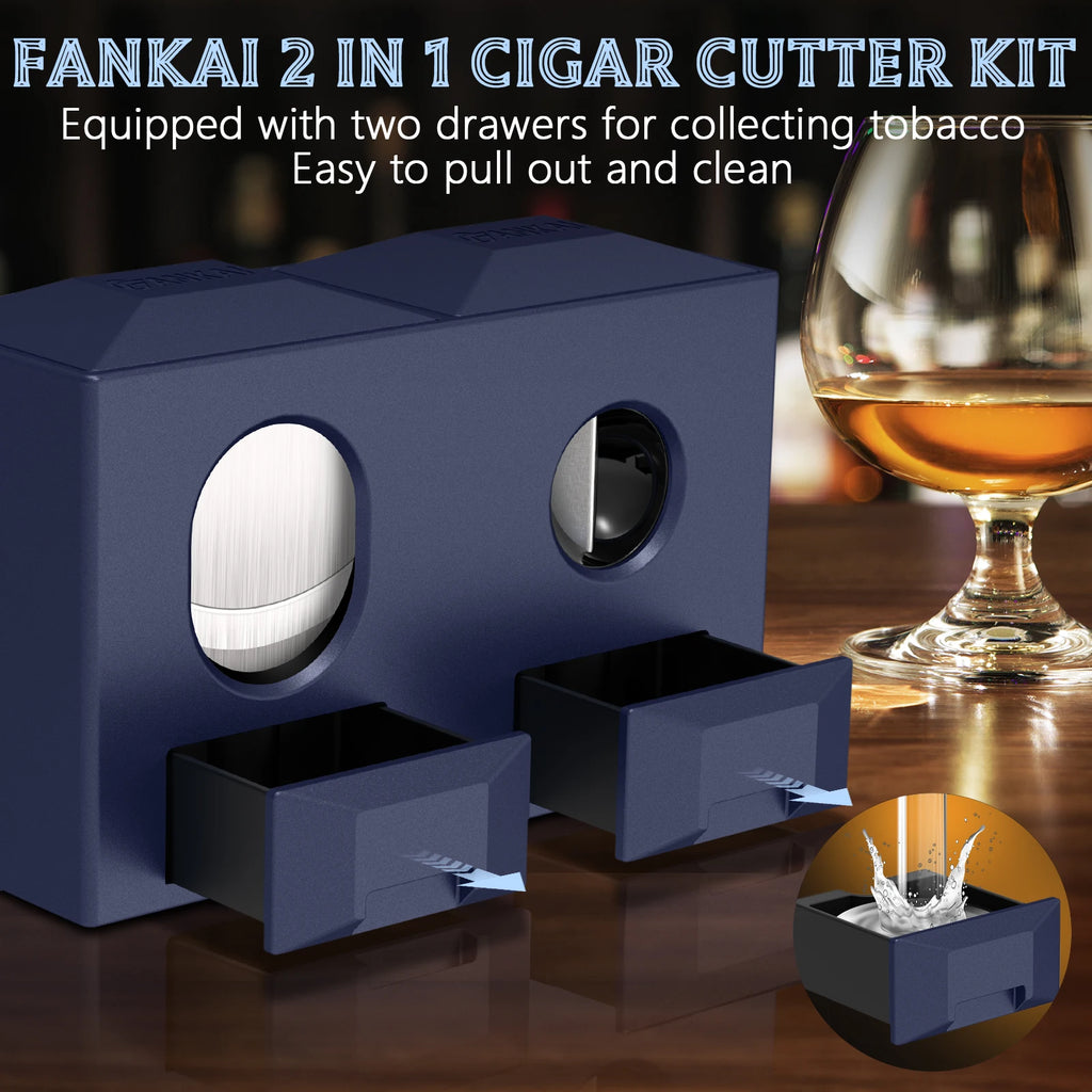 Dual-Blade Desktop Cigar Cutter with V-Cut & Guillotine