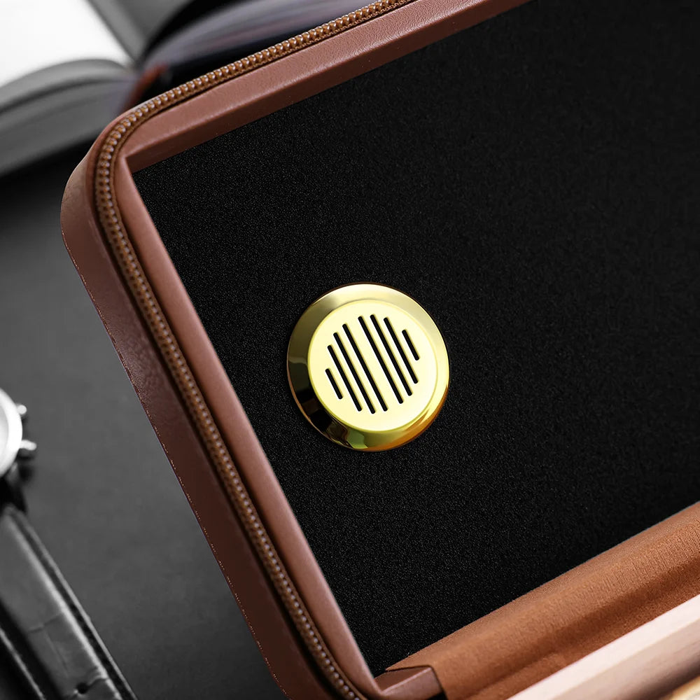 Premium 10-Count Leather Travel Cigar Humidor with Cedar Lining