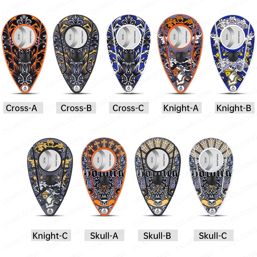 Coupe-cigares guillotine artistique avec lame en acier inoxydable et étui