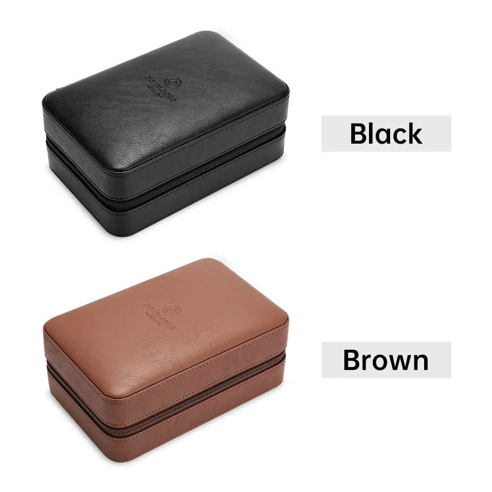 Premium 10-Count Leather Travel Cigar Humidor with Cedar Lining