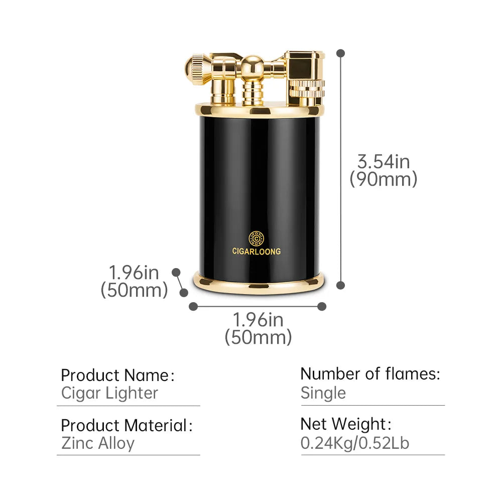 Briquet torche de table haut de gamme avec flamme bleue réglable et coupe-vent