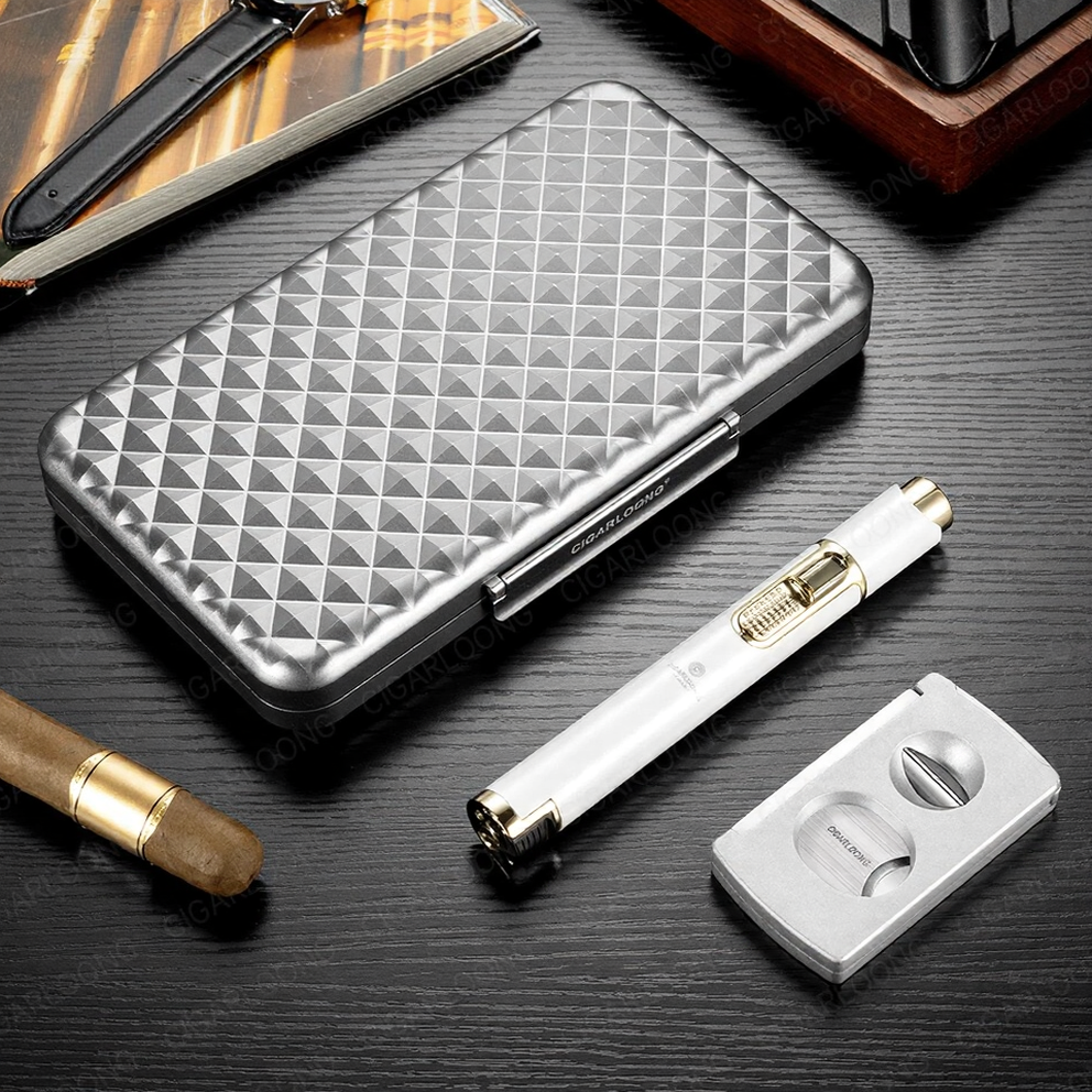 All-in-One Luxury Cigar Accessories Travel Set with Torch & Cutter