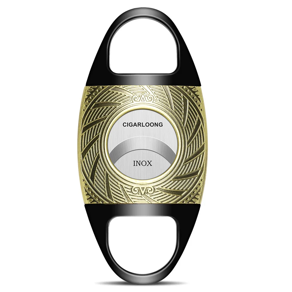 Ornate Double-Blade Guillotine Cigar Cutter in Rigid Steel