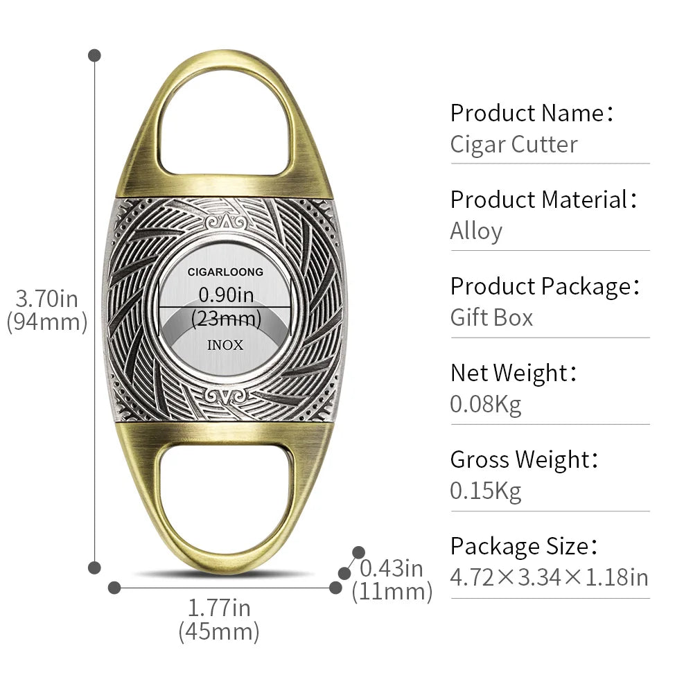 Ornate Double-Blade Guillotine Cigar Cutter in Rigid Steel