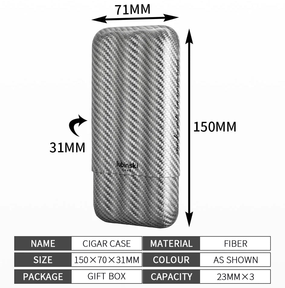 Estuche de viaje de fibra de carbono para 2 o 3 puros