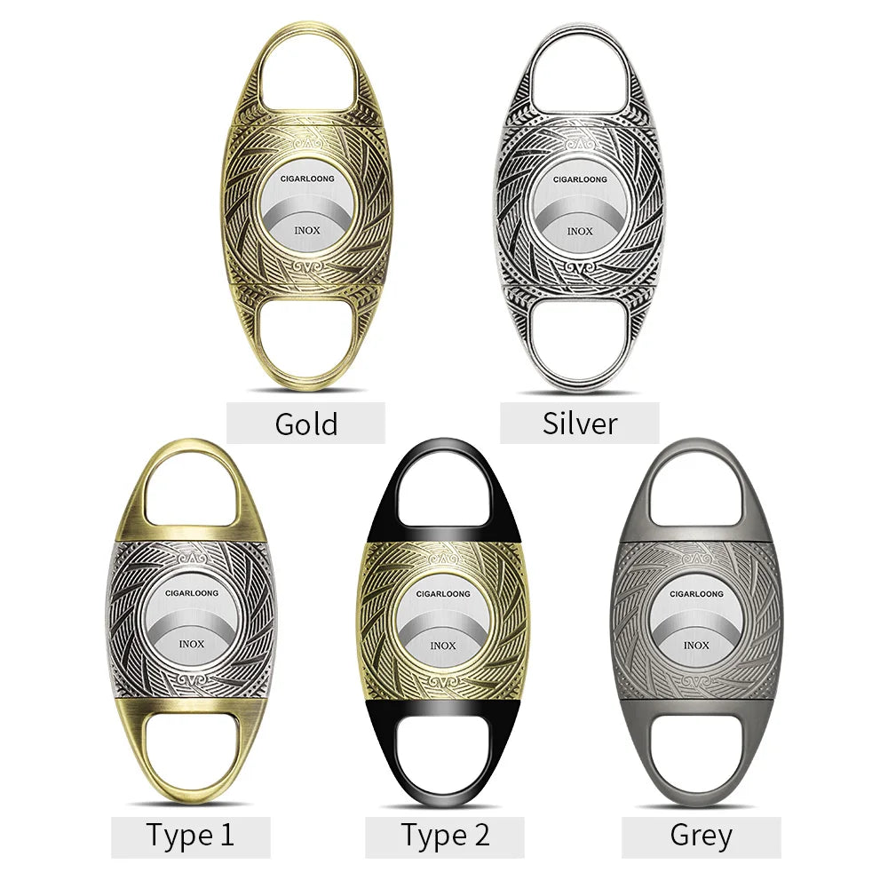 Ornate Double-Blade Guillotine Cigar Cutter in Rigid Steel