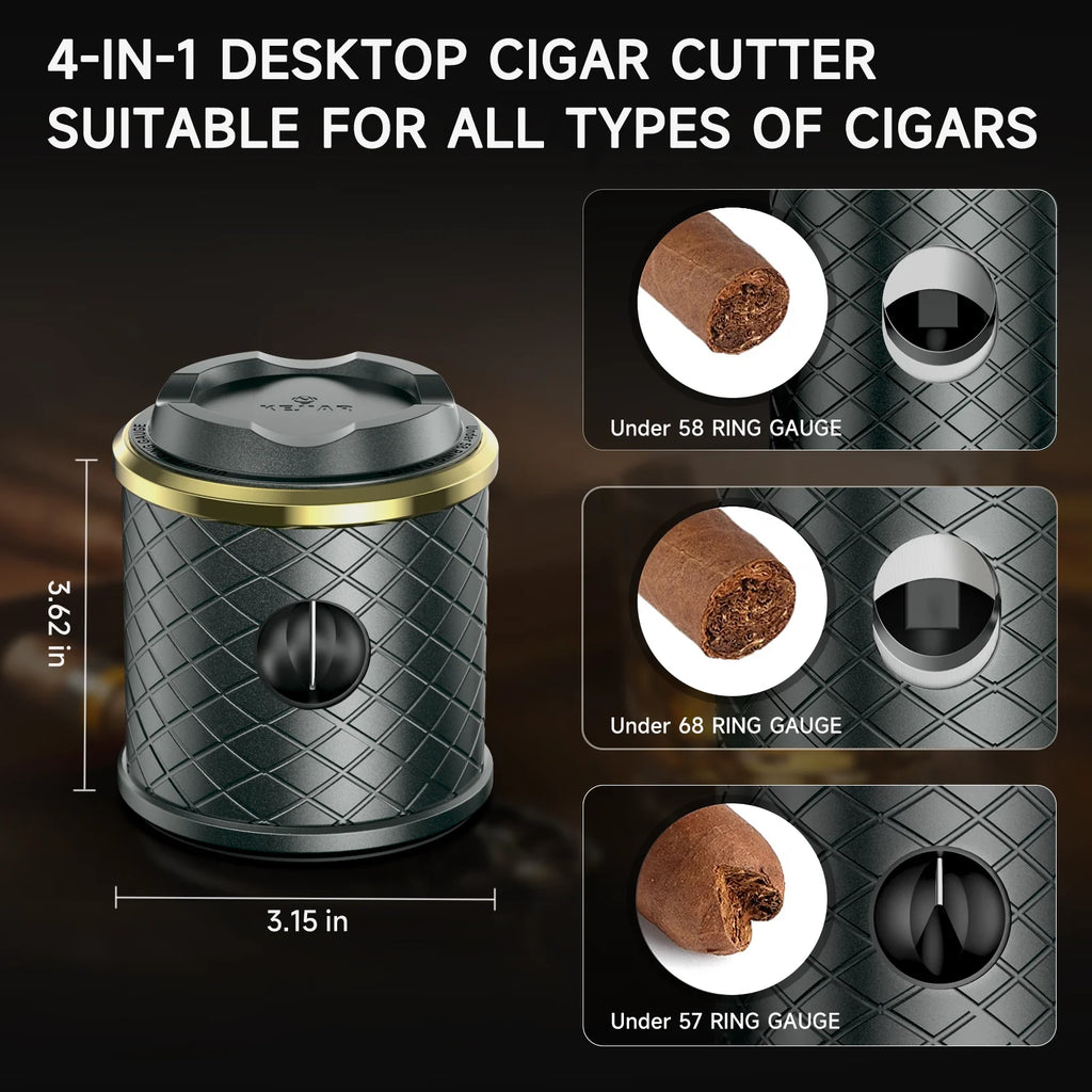 4-in-1 Desktop Cigar Cutter – Guillotine & V-Cut Luxury Tool
