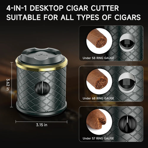 4-in-1 Desktop Cigar Cutter – Guillotine & V-Cut Luxury Tool