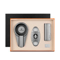 Cigar accessories set including a humidor, cutter, and lighter in a Cigarloong branded box.