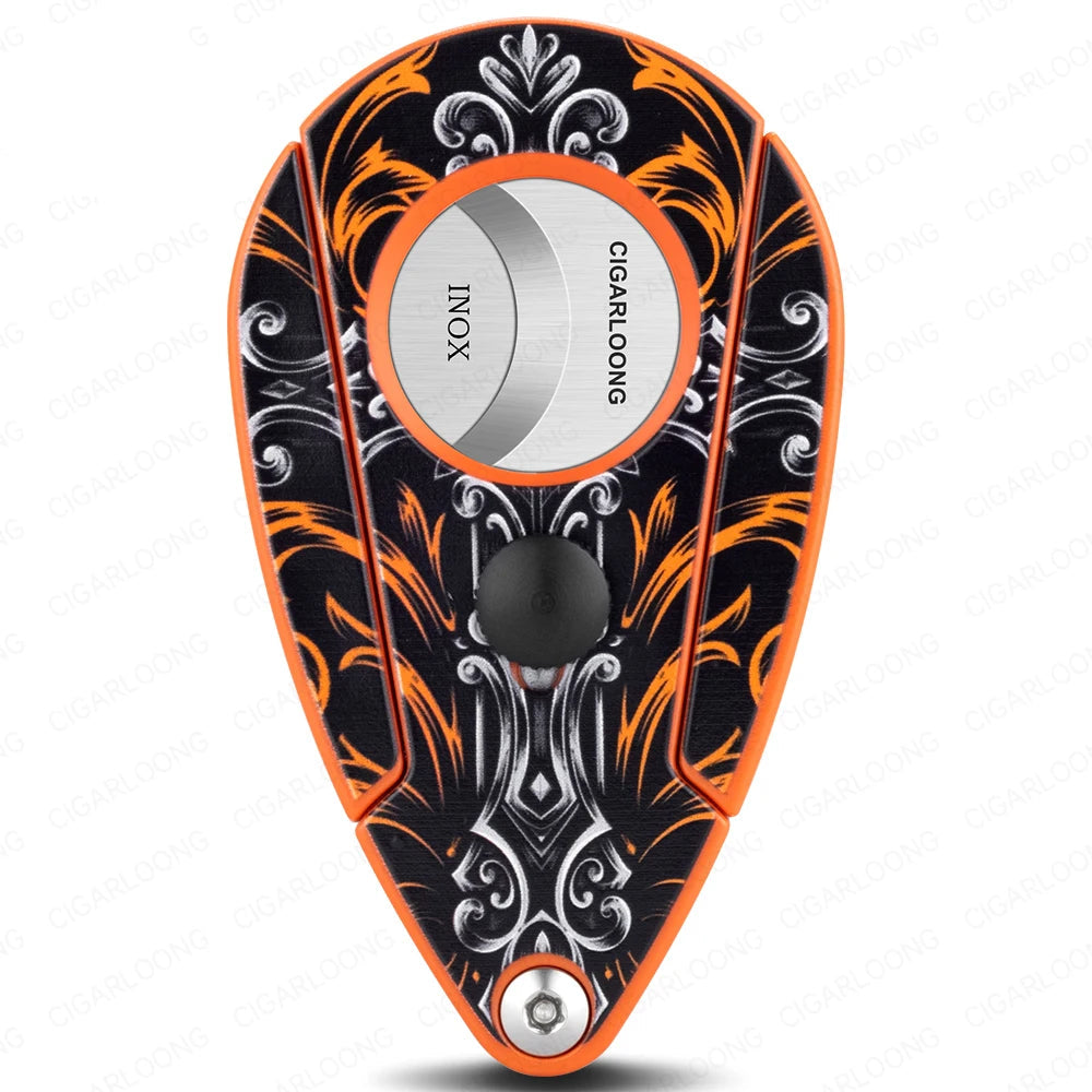 Coupe-cigares guillotine artistique avec lame en acier inoxydable et étui