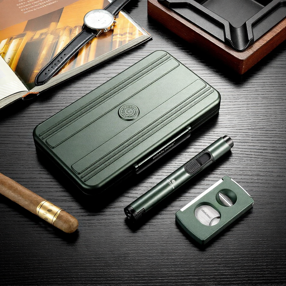 All-in-One Luxury Cigar Accessories Travel Set with Torch & Cutter