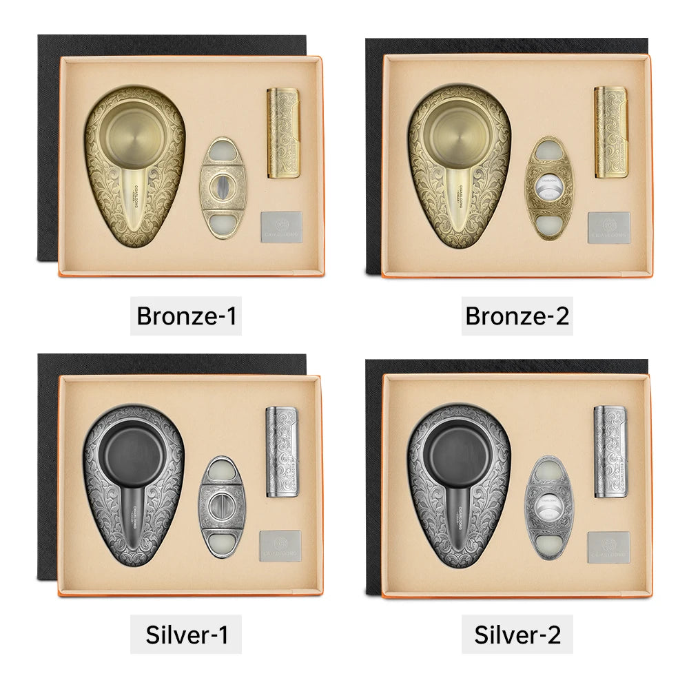 Luxury 3-Piece Cigar Accessory Gift Set – Lighter, Cutter & Ashtray