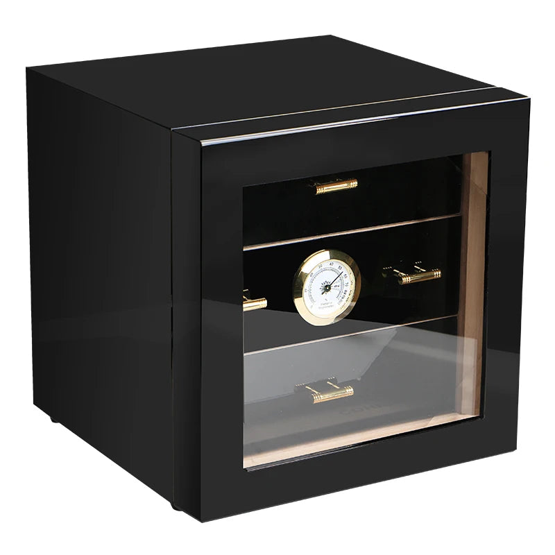 Luxury 3-Drawer Cedar Wood Cigar Humidor Cabinet with Hygrometer