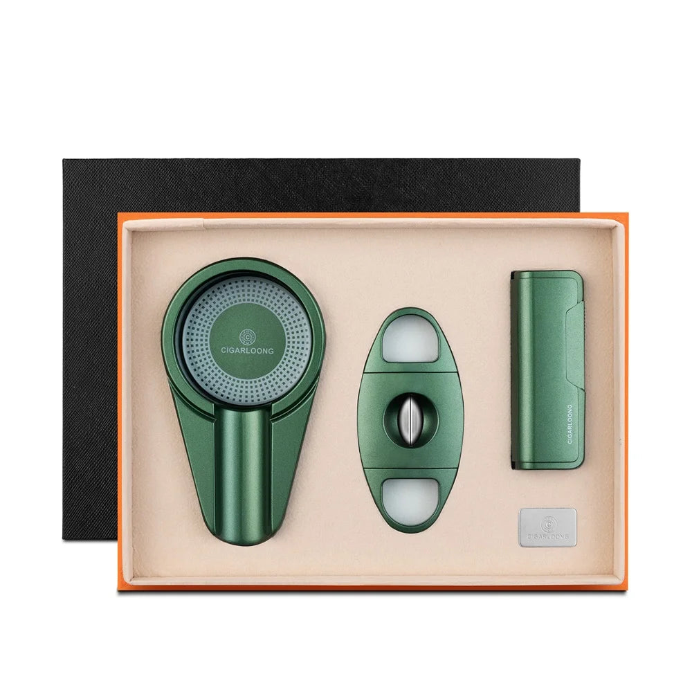 Professional Cigar Accessory Set with Torch Lighter, V-Cut & Ashtray