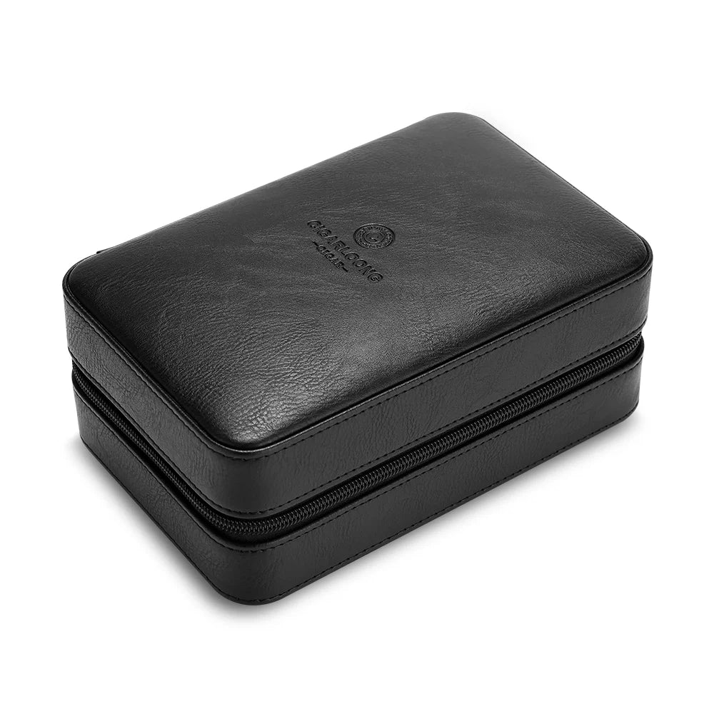 Humidor de puros de viaje de cuero premium de 10 unidades con revestimiento de cedro