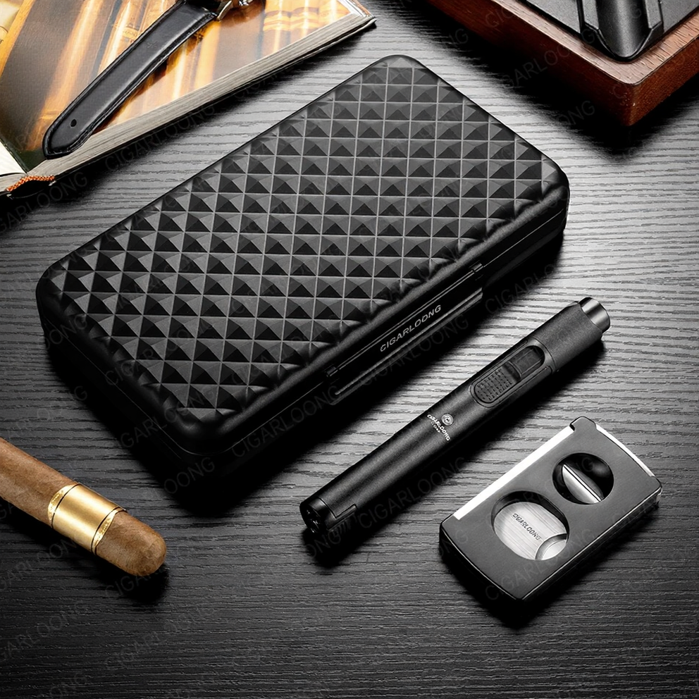 All-in-One Luxury Cigar Accessories Travel Set with Torch & Cutter