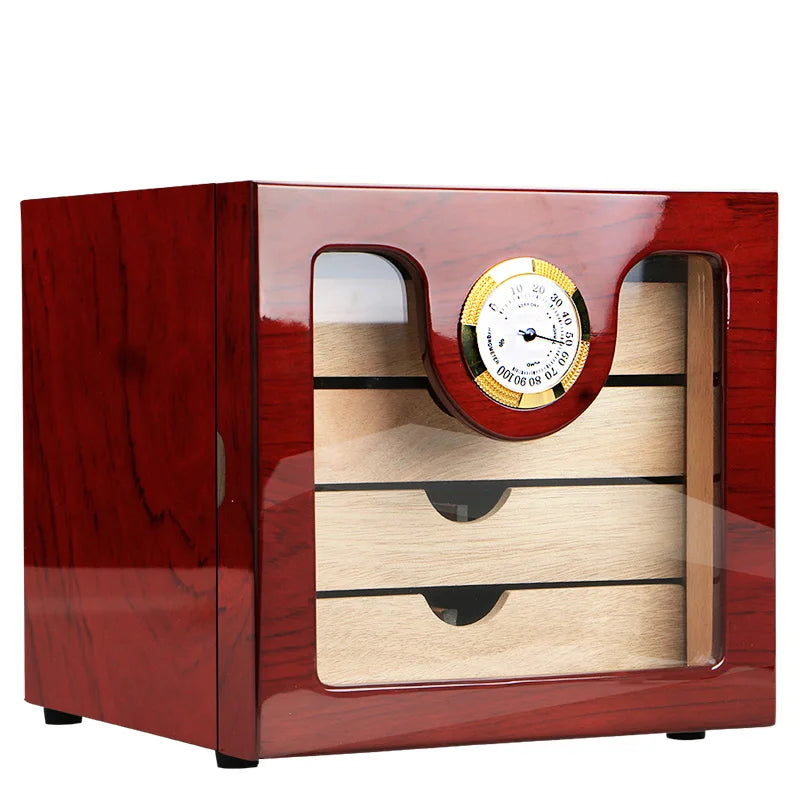 Luxury 3-Drawer Cedar Wood Cigar Humidor Cabinet with Hygrometer