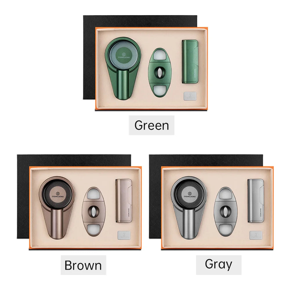 Professional Cigar Accessory Set with Torch Lighter, V-Cut & Ashtray