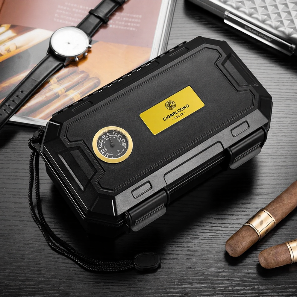 Professional Travel Cigar Humidor with Hygrometer & Humidifier