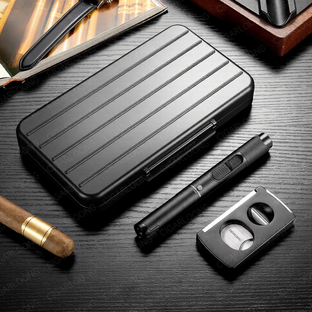 All-in-One Luxury Cigar Accessories Travel Set with Torch & Cutter