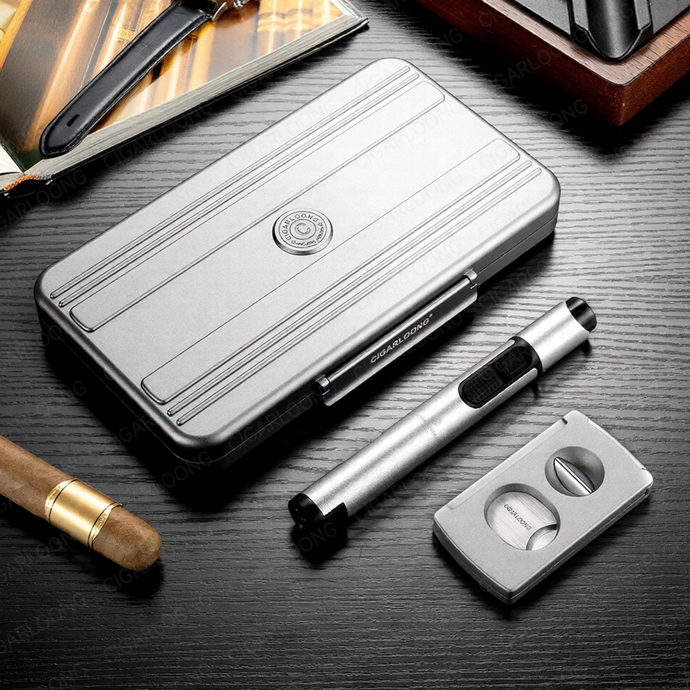 All-in-One Luxury Cigar Accessories Travel Set with Torch & Cutter