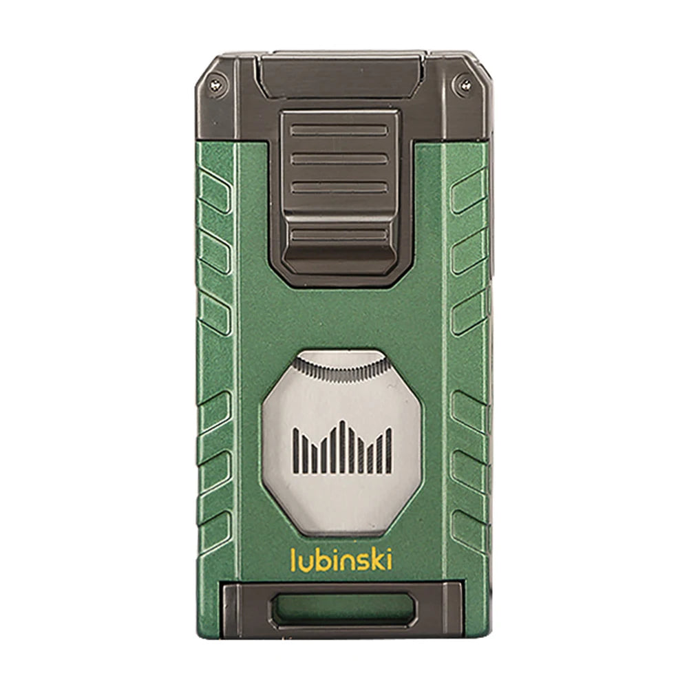 Green and gray lighter on a white background