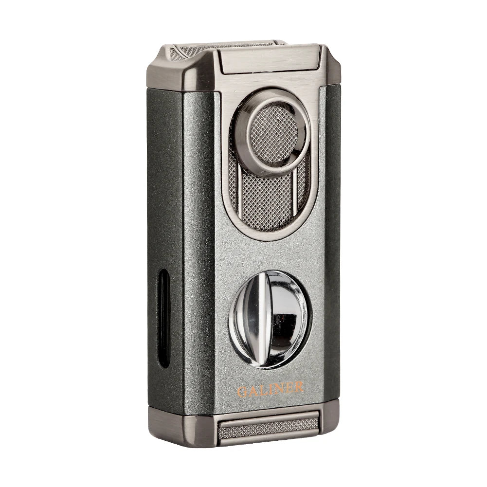 Cigar lighter with metallic finish on a white background
