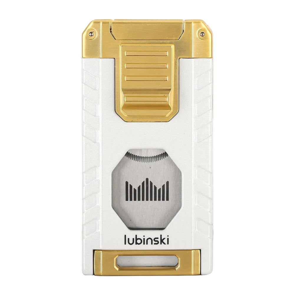 Gold and white lighter with on a white background