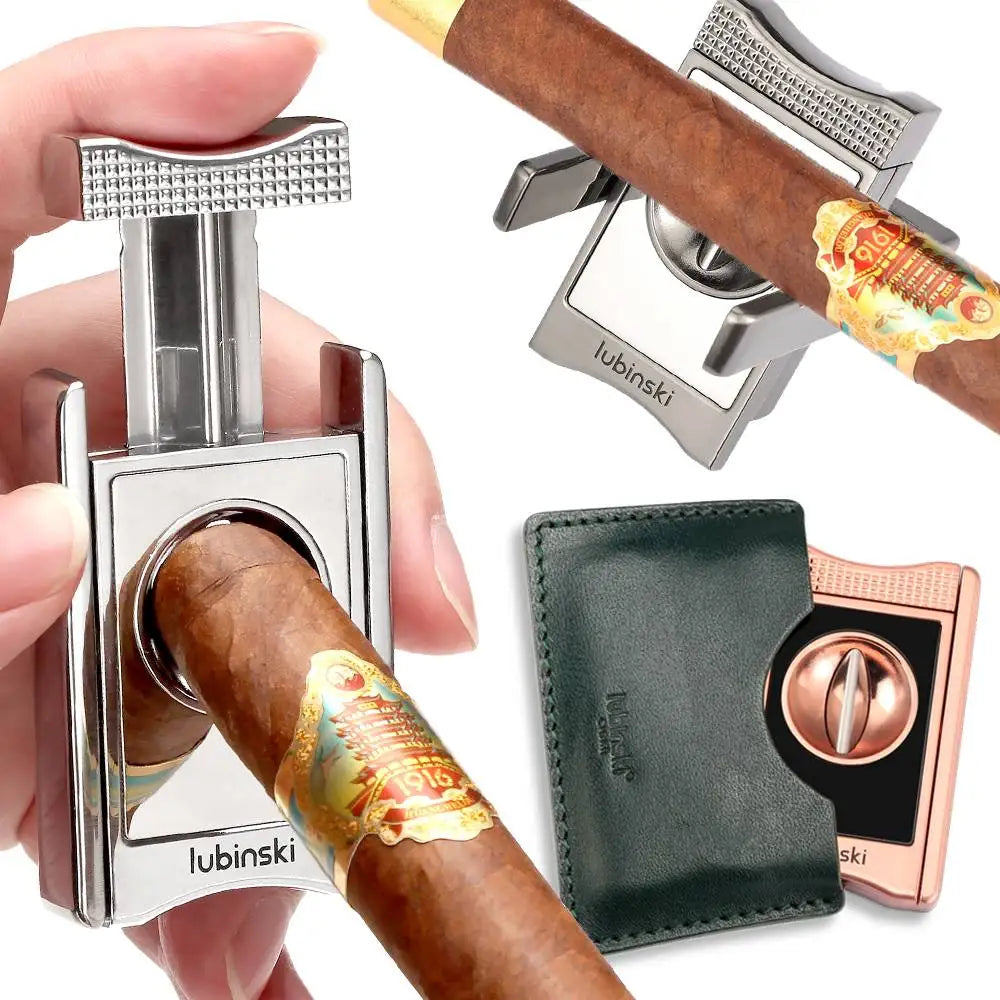 Cigar cutter with cigars on a white background